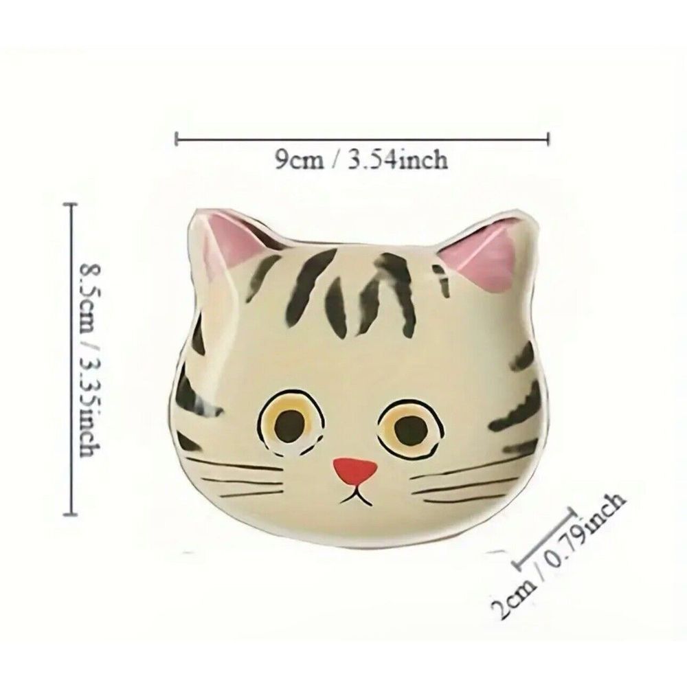 Cat‎ Ceramic Cute Tabby Kitten Cat Trinket Dish New in Box